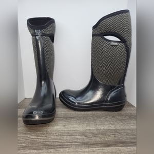 Women's BOGS Plimsoll Blk/Gray Herringbone Insulated Waterproof Tall Boot 71415